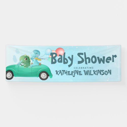 Drive By  Dinosaur Baby Shower Banner