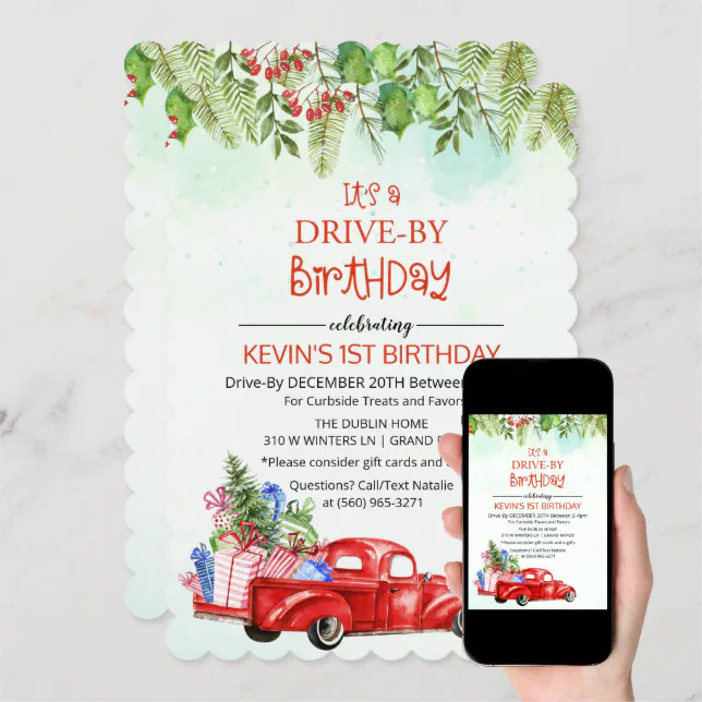 Drive By Drive Through Drive Thru Birthday Invitation | Zazzle