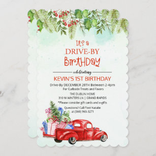 Drive By Drive Through Drive Thru Birthday Invitation