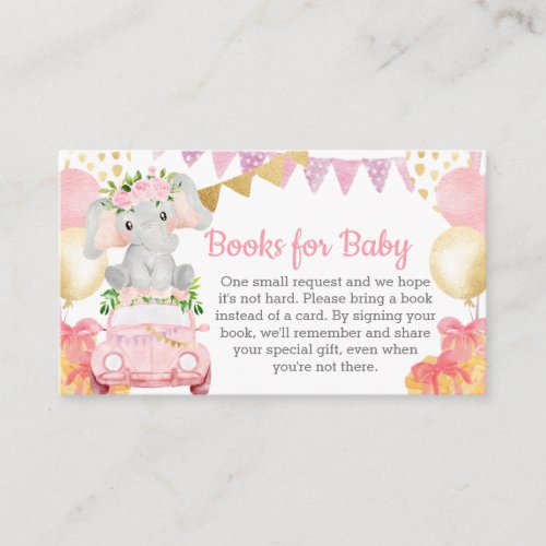 Drive By Elephant Baby Shower Books For Baby Enclosure Card