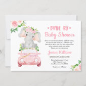 Drive By Elephant Baby Shower Girl Invitation (Front)