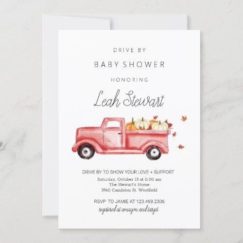 Drive By Fall Baby Shower Invitation