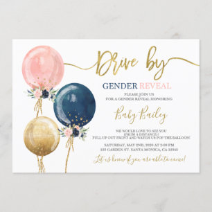 Drive by Gender Reveal party Invitation