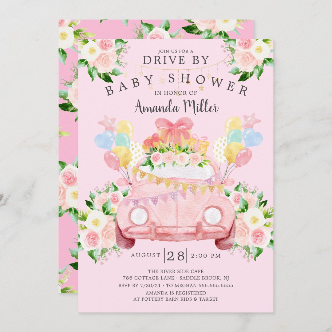 Drive By Girls Baby Shower Invitation Zazzle