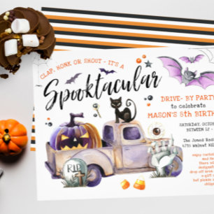Drive By Halloween Birthday Trunk Or Treat Party Invitation