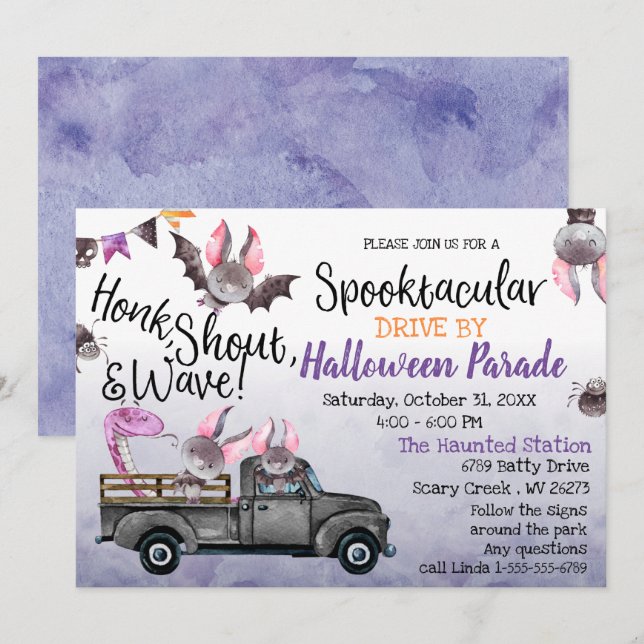 Drive by Halloween Party Invitation (Front/Back)
