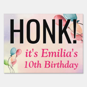 Drive By Happy Birthday Car Parade Girly Pink Yard Sign