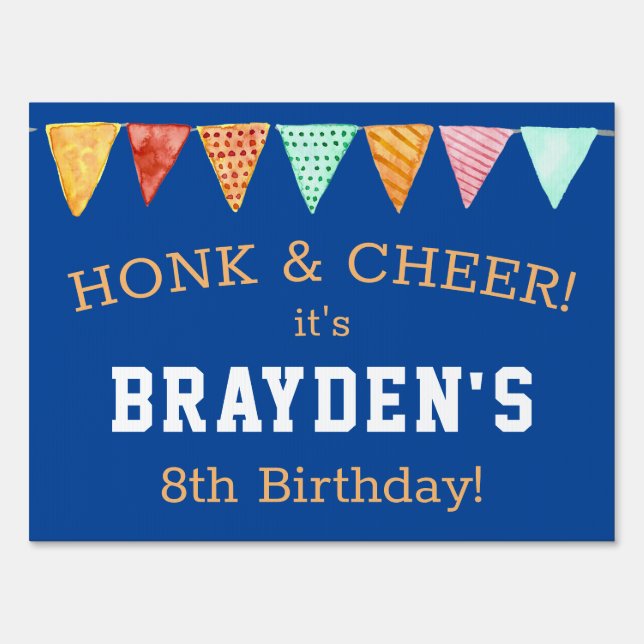 Drive-By Happy Birthday Parade Boy Personalized Sign (Front)
