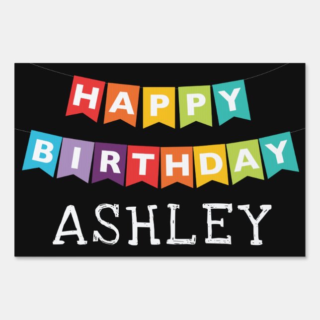 Drive-by Happy Birthday Rainbow Yard Sign (Front)