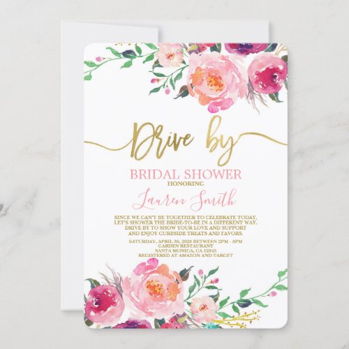 Drive by hot pink Bridal Shower Invitation