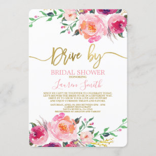 Drive by hot pink Bridal Shower Invitation