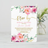 Drive by hot pink Bridal Shower Invitation (Standing Front)