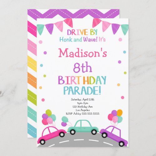 Drive by Invitation Birthday Parade Invitation