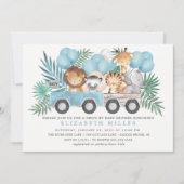 Drive By Jungle Animals Boys Baby Shower Invitation (Front)