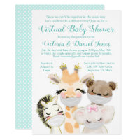 Drive By Mail Baby Shower Baby Animals Masks Invitation