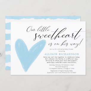 Drive-by Modern Valentines blue white boy Invitation