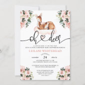 Drive By Oh Deer Baby Shower Watercolor Floral Invitation (Front)