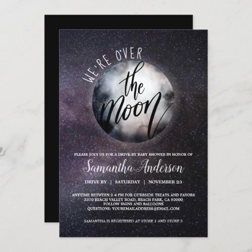 Drive_By Over the Moon Baby Shower Invitation