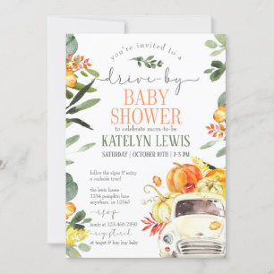 Drive By Pumpkin Baby Shower Invitation