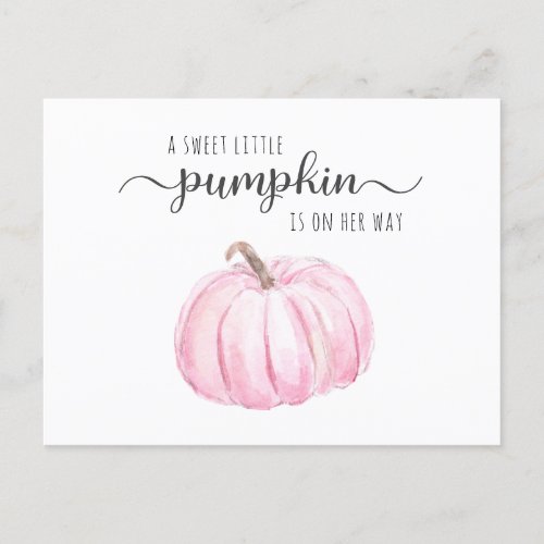 Drive By Pumpkin Pink Watercolor Baby Girl Shower Invitation Postcard