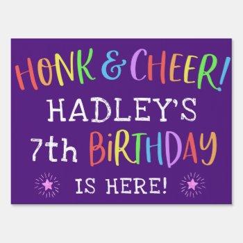 Drive-by Rainbow Happy Birthday Parade Honk Cheer Sign by Sweetbriar_Drive at Zazzle