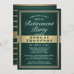 Drive-By Retirement Party Green White and Gold Invitation