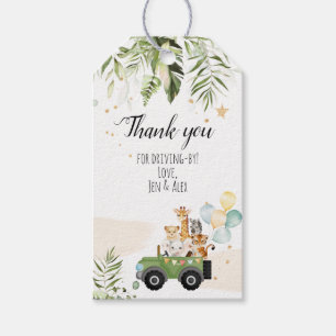 Drive-by Safari Baby Animals Baby Shower Gift Tags