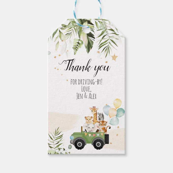Drive By Safari Baby Animals Baby Shower Gift Tags Zazzle Com