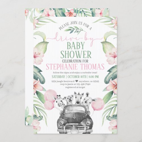 Drive By Safari Baby Shower Parade Invitation