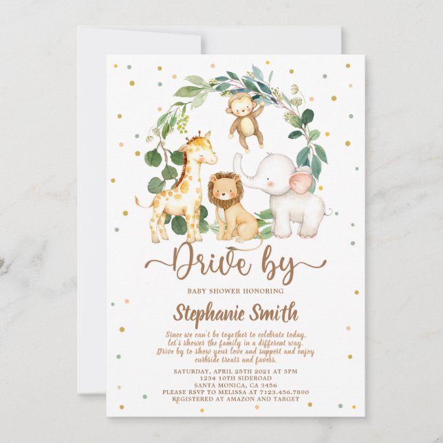 Drive By Safari Jungle Boy Baby Shower Invitation (Front)