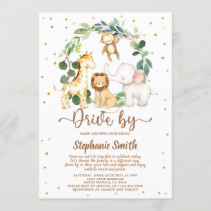 Drive By Safari Jungle Boy Baby Shower Invitation