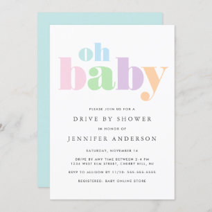 Drive By Shower Oh Baby Pastel Minimal Modern Invitation