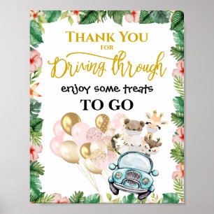 Drive By Shower TREAT FAVOR Sign Safari Friends