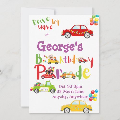Drive by Simple Birthday Invitation Card