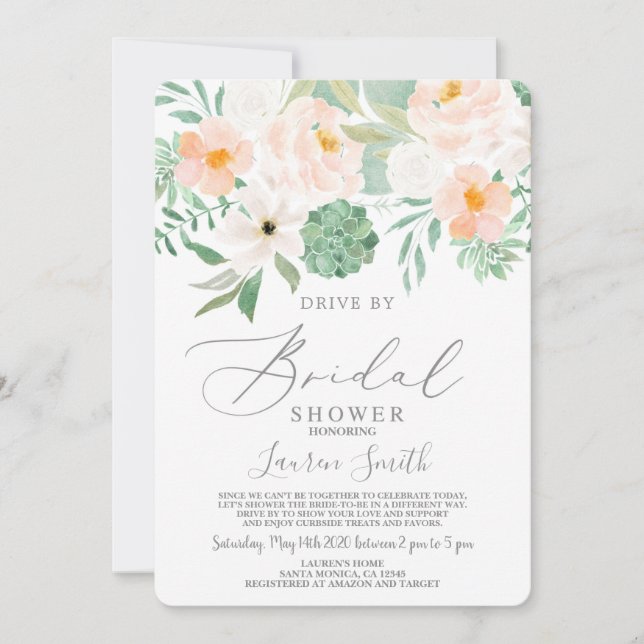 Drive by Succulents Bridal Shower Invitation (Front)