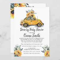 Drive By Sunflower Gender Neutral Baby Shower Invitation