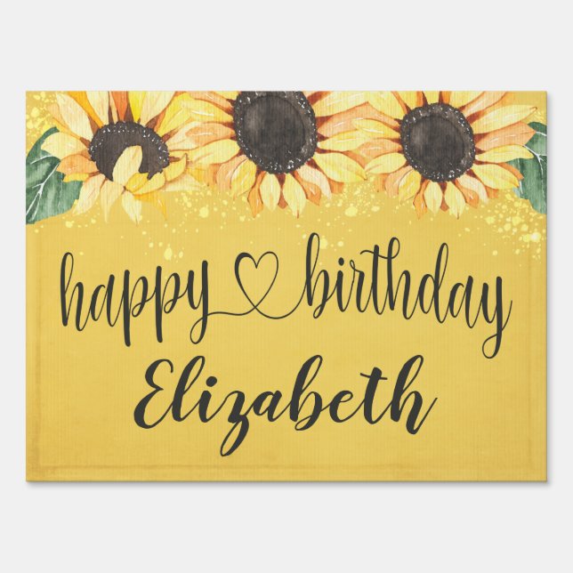 Drive By Sunflower Happy Birthday Sign (Front)
