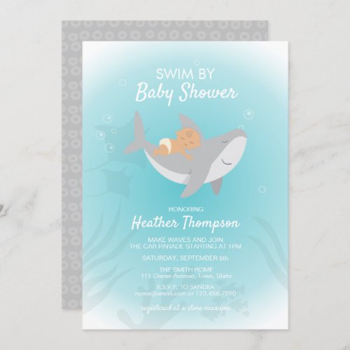 Drive By Sweet Shark Baby Shower Invitation