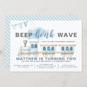 Drive By Train Birthday Invitation Boy