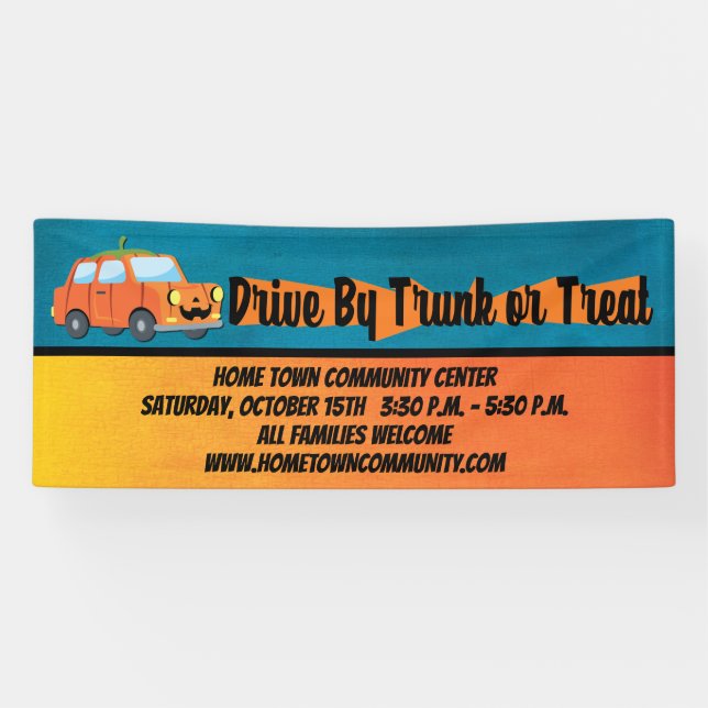 Drive By Trunk or Treat Car Halloween Banner (Horizontal)