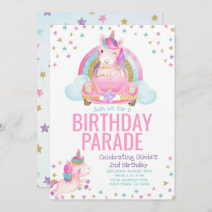 Drive By Unicorn Birthday Invitation