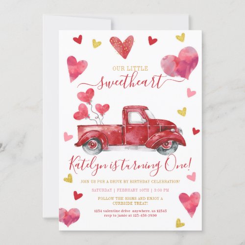 Drive By Valentine Hearts Birthday Invitation