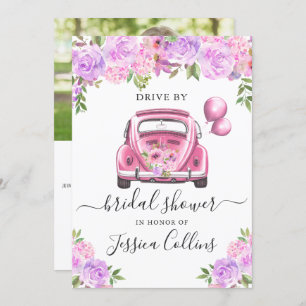 Drive By Virtual Watercolor Floral Bridal Shower Invitation