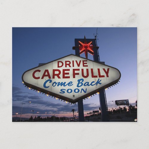 Drive Carefully Las Vegas Postcards