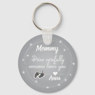 Drive Carefully silver diamonds quote design Keychain