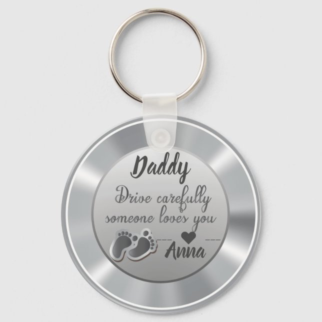 Drive Carefully Silver quote design Keychain (Front)