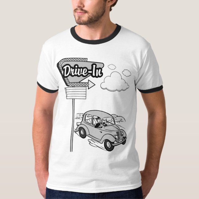 {Drive In} Cartoon Graphic T-Shirt (Front)