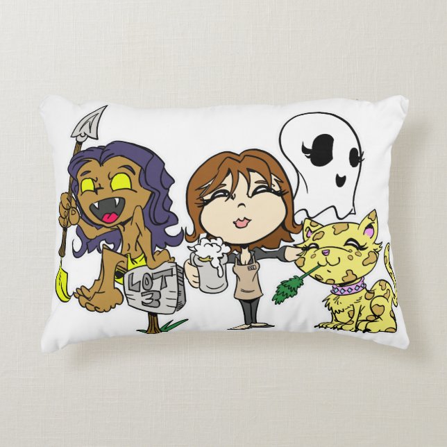 Drive-In Family Toon Style Accent Pillow (Front)