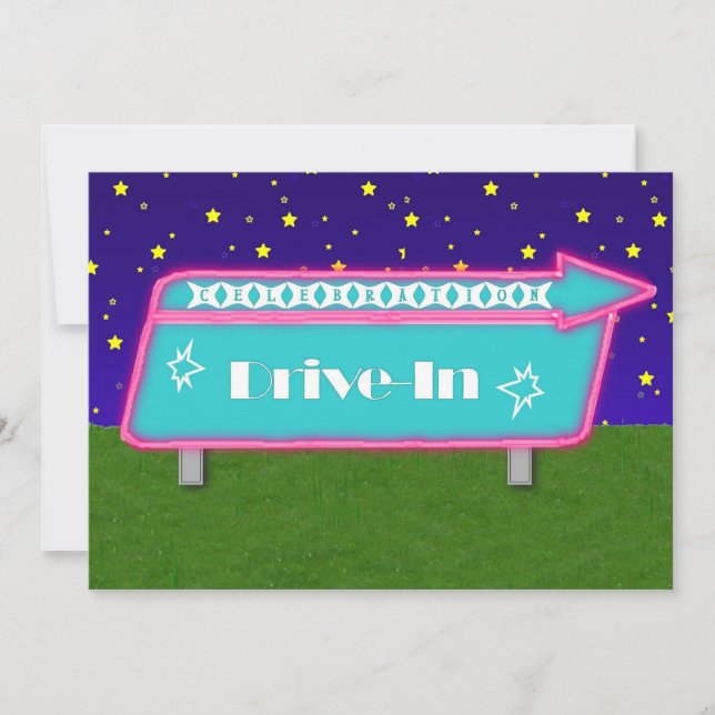Drive-In Movie Theater Party Invitation (Front)
