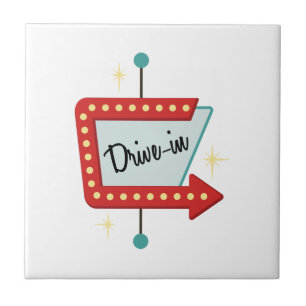 Drive-In Sign Ceramic Tile